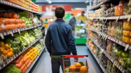 Personne faisant ses courses dans un hypermarch