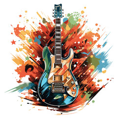 An illustration a patriotic Cameroon guitar, Isolated On Transparent, PNG, HD