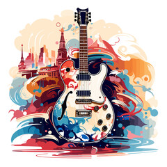 An illustration a patriotic Gambia guitar, Isolated On Transparent, PNG, HD