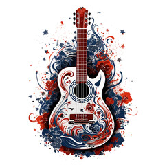 An illustration a patriotic Honduras guitar, Isolated On Transparent, PNG, HD