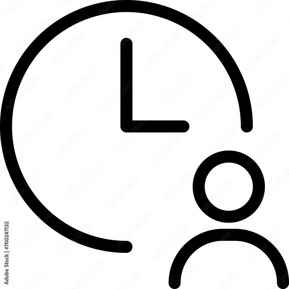 Wall mural clock user icon in outline style. simple time vector illustration — pixel-perfect icon.