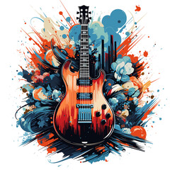 An illustration a patriotic Malaysia guitar, Isolated On Transparent, PNG, HD