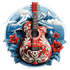 An illustration a patriotic Switzerland guitar, Isolated On Transparent, PNG, HD