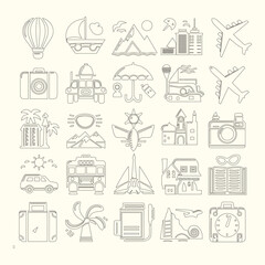 Set of icons for travel and tours. Icons for tours and travel. Vector icon for travel