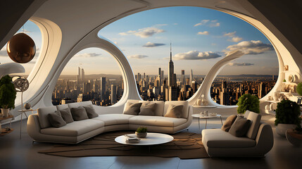 Futuristic city apartment