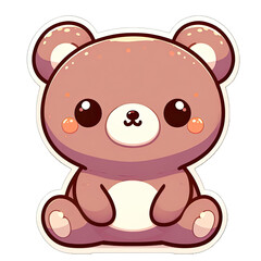 Generative AI Cute Little Bear Sticker, cute little baby bear sticker, cool little bear stickers, Little baby brown bear Sticker, adorable little bear stickers, adorable baby brown bear stickers