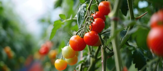 Growing Roma tomatoes and delicious cherry tomatoes in a greenhouse.