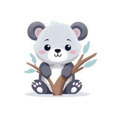 a cartoon of a bear holding a tree