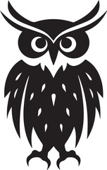 Owl black silhouette isolated on white background