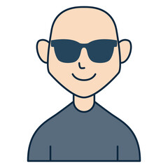 Cool bald man wearing sunglasses avatar illustration. Suitable for profile picture, member information, audience data, people infographic, and more