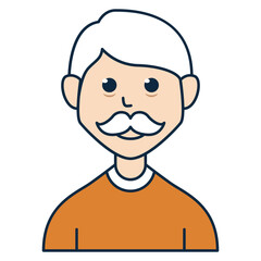 Old man wearing a brown t-shirt avatar illustration. Suitable for profile picture, member information, audience data, people infographic, and more