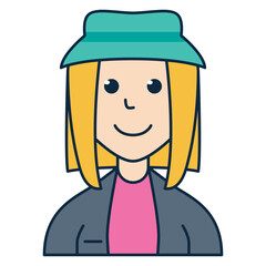 Blonde woman wearing formal suit and pink shirt avatar illustration. Suitable for profile picture, member information, audience data, people infographic, and more