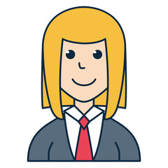 Blonde woman wearing formal suit, people avatar icon. Suitable for member profile pictures, team custom avatars, and more.