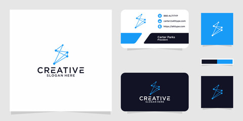 Set of technology letter S dot logo design and business card. initial S for symbol tech, internet, system, Artificial Intelligence and computer. inspiration logo design modern.