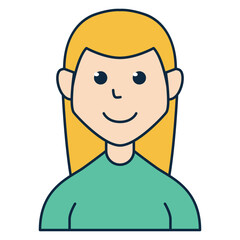 Long hair blonde woman people avatar icon. Suitable for member profile pictures, team custom avatars, and more.