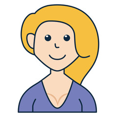 Mature blonde long hair woman, people avatar icon. Suitable for member profile pictures, team custom avatars, and more.
