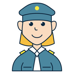 Blonde policewoman people avatar icon. Suitable for member profile pictures, team custom avatars, and more.