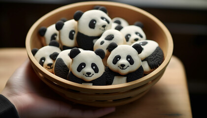 Create a set of 3D printed panda shaped cookie adorable panda themed cookie