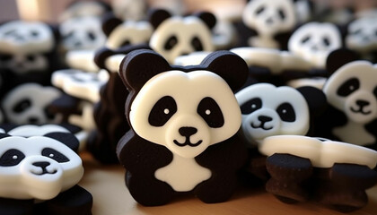 Obraz premium Create a set of 3D printed panda shaped cookie adorable panda themed cookie