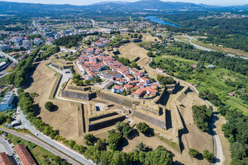 Fototapeta na wymiar drone view of the fortified city of Valença do Minho, Portugal