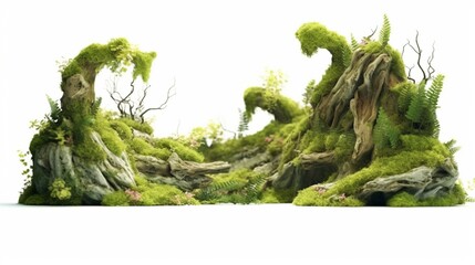 Mossy forest with small brook vector simple Ai Generative