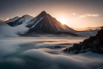 Ethereal beauty of a volcanic mountain bathed in the soft morning light.