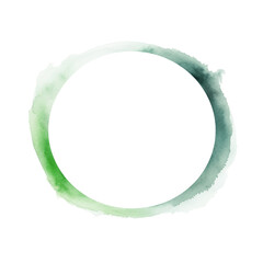 Green circle Frame watercolor style isolated on transparent, Generative AI