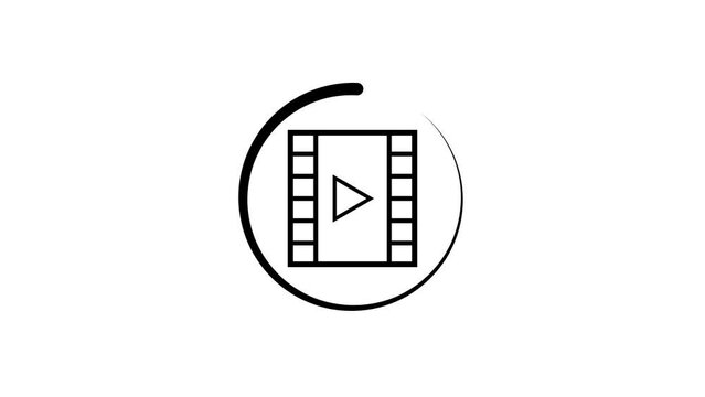 play video reels icon for streaming. film reel icon, camera tape symbol. media player video film rolls icons.
