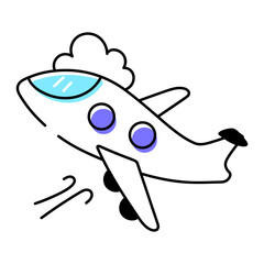 Easy to edit doodle icon of air freight 