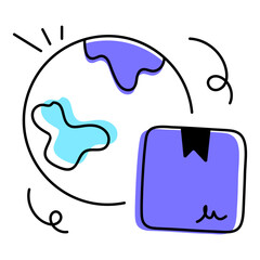 Global delivery handy doodle icon 
