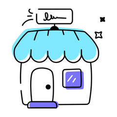 Get this doodle icon of local store 