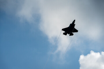 Fighter aircraft taking off from dutch military air base
