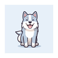 Cute siberian husky dog smiling. Vector illustration