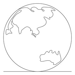Single line continuous drawing of earth global and concept world earth day outline vector illustration