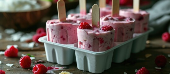 Method for making sugar-free homemade pink ice cream using natural fruit and berries: Step 5...
