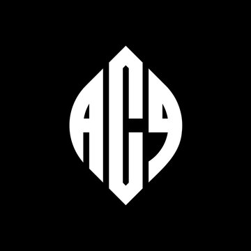 ACQ circle letter logo design with circle and ellipse shape. ACQ ellipse letters with typographic style. The three initials form a circle logo. ACQ Circle Emblem Abstract Monogram Letter Mark Vector.