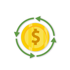 Money bank sign dollar bill banknotes, coin piles, tranperancy background with drop shadow