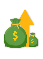 Money bank sign dollar bill banknotes, coin piles, tranperancy background with drop shadow