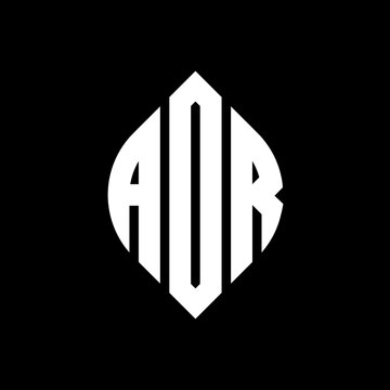 AOR circle letter logo design with circle and ellipse shape. AOR ellipse letters with typographic style. The three initials form a circle logo. AOR Circle Emblem Abstract Monogram Letter Mark Vector.