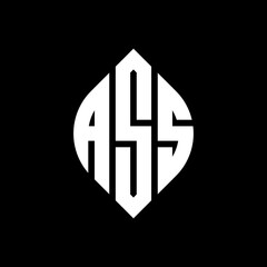 Obraz premium ASS circle letter logo design with circle and ellipse shape. ASS ellipse letters with typographic style. The three initials form a circle logo. ASS Circle Emblem Abstract Monogram Letter Mark Vector.