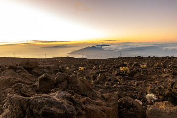 Fototapeta na wymiar Volcano at sunset