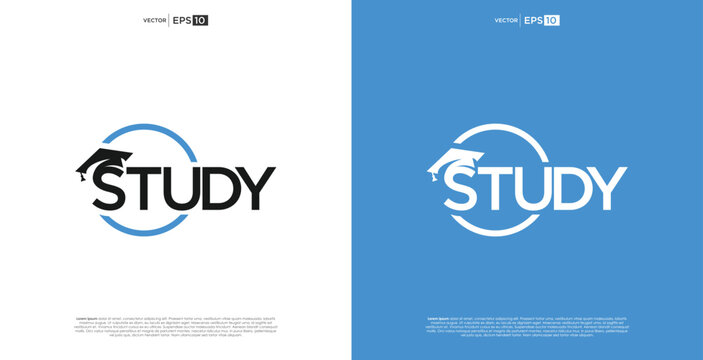 Study wordmak vector logo lettering design with a graduation cap combination