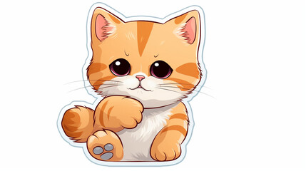 Sassy Cat Sticker with a Playful Paw Gesture and Attitude, Sticker, on white background