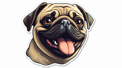 Obraz premium Silly Pug Sticker with Tongue Out and Quirky Facial Expression, Sticker, on white background