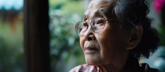 Asian elderly woman with Alzheimer's disease learns skills to rehabilitate practical motor abilities while dealing with dementia. - obrazy, fototapety, plakaty