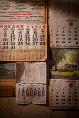 An array of vintage abandoned calendars