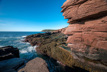 Atlantic Ocean coastline in Maine, New England