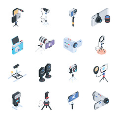 Isometric Icon Collection of Vlogging Equipment 

 - obrazy, fototapety, plakaty