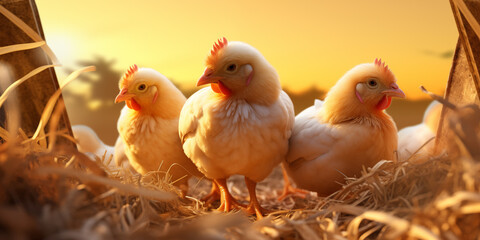 Chicken farm. Little chicken. agriculture industry