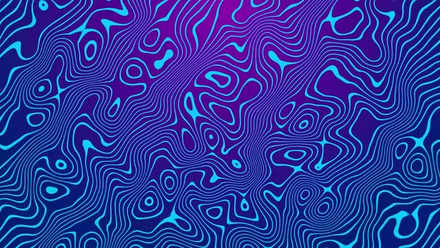 Animated wavy line motion graphic background. Seamless looped Abstract motion graphic, Abstract moving topographic map lines. Moving wavy line striped pattern black color background